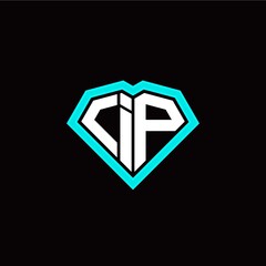 I P initial letter with unique diamond style logo template vector