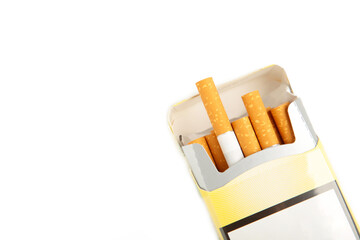 Pack of cigarettes isolated on white background.