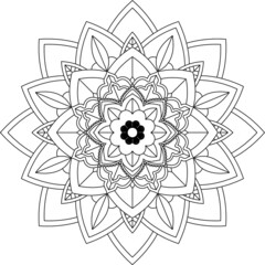 Easy Mandala coloring book simple and basic for beginners, seniors and children. Set of Mehndi flower pattern for Henna drawing and tattoo. Decoration in ethnic oriental, Indian style.
