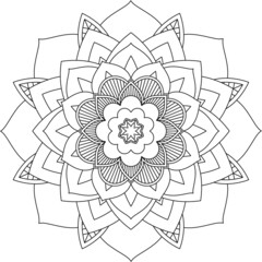 Easy Mandala coloring book simple and basic for beginners, seniors and children. Set of Mehndi flower pattern for Henna drawing and tattoo. Decoration in ethnic oriental, Indian style.