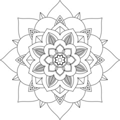 Easy Mandala coloring book simple and basic for beginners, seniors and children. Set of Mehndi flower pattern for Henna drawing and tattoo. Decoration in ethnic oriental, Indian style.