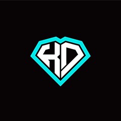 K D initial letter with unique diamond style logo template vector