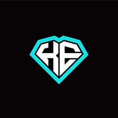 K E initial letter with unique diamond style logo template vector