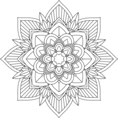 Easy Mandala coloring book simple and basic for beginners, seniors and children. Set of Mehndi flower pattern for Henna drawing and tattoo. Decoration in ethnic oriental, Indian style.