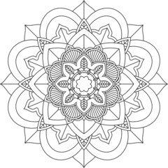 Easy Mandala coloring book simple and basic for beginners, seniors and children. Set of Mehndi flower pattern for Henna drawing and tattoo. Decoration in ethnic oriental, Indian style.