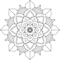 Easy Mandala coloring book simple and basic for beginners, seniors and children. Set of Mehndi flower pattern for Henna drawing and tattoo. Decoration in ethnic oriental, Indian style.
