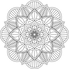 Easy Mandala coloring book simple and basic for beginners, seniors and children. Set of Mehndi flower pattern for Henna drawing and tattoo. Decoration in ethnic oriental, Indian style.