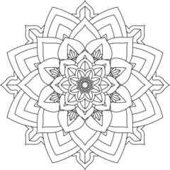 Easy Mandala coloring book simple and basic for beginners, seniors and children. Set of Mehndi flower pattern for Henna drawing and tattoo. Decoration in ethnic oriental, Indian style.