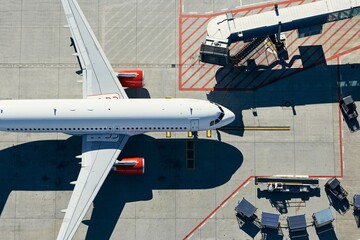 Aerial view of airplane at airport