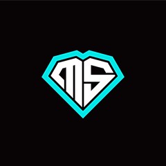 M S initial letter with unique diamond style logo template vector