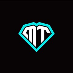 M T initial letter with unique diamond style logo template vector