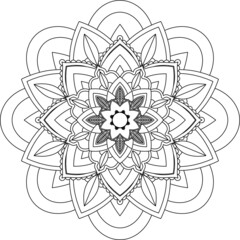 Easy Mandala coloring book simple and basic for beginners, seniors and children. Set of Mehndi flower pattern for Henna drawing and tattoo. Decoration in ethnic oriental, Indian style.