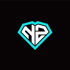 N Z initial letter with unique diamond style logo template vector