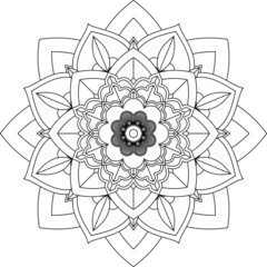 Easy Mandala coloring book simple and basic for beginners, seniors and children. Set of Mehndi flower pattern for Henna drawing and tattoo. Decoration in ethnic oriental, Indian style.