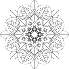 Easy Mandala coloring book simple and basic for beginners, seniors and children. Set of Mehndi flower pattern for Henna drawing and tattoo. Decoration in ethnic oriental, Indian style.
