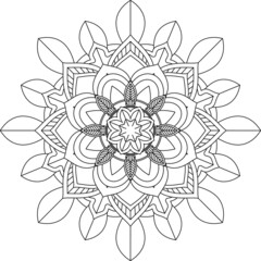 Easy Mandala coloring book simple and basic for beginners, seniors and children. Set of Mehndi flower pattern for Henna drawing and tattoo. Decoration in ethnic oriental, Indian style.
