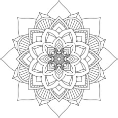 Easy Mandala coloring book simple and basic for beginners, seniors and children. Set of Mehndi flower pattern for Henna drawing and tattoo. Decoration in ethnic oriental, Indian style.