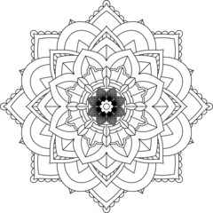 Easy Mandala coloring book simple and basic for beginners, seniors and children. Set of Mehndi flower pattern for Henna drawing and tattoo. Decoration in ethnic oriental, Indian style.