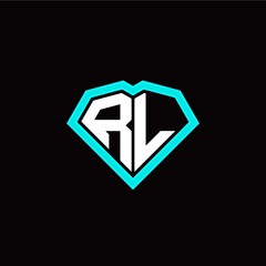 Obraz premium R L initial letter with unique diamond style logo template vector