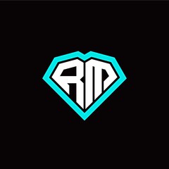 R M initial letter with unique diamond style logo template vector