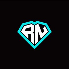 R N initial letter with unique diamond style logo template vector