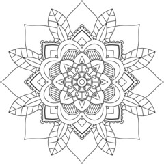 Easy Mandala coloring book simple and basic for beginners, seniors and children. Set of Mehndi flower pattern for Henna drawing and tattoo. Decoration in ethnic oriental, Indian style.