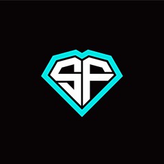 S F initial letter with unique diamond style logo template vector