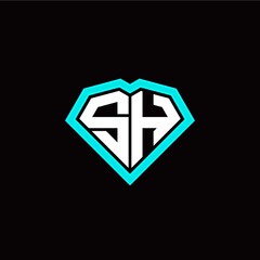 S H initial letter with unique diamond style logo template vector