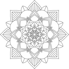 Easy Mandala coloring book simple and basic for beginners, seniors and children. Set of Mehndi flower pattern for Henna drawing and tattoo. Decoration in ethnic oriental, Indian style.