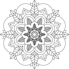 Easy Mandala coloring book simple and basic for beginners, seniors and children. Set of Mehndi flower pattern for Henna drawing and tattoo. Decoration in ethnic oriental, Indian style.