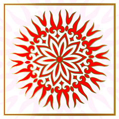 Decorative Asian Round Pattern. Ornamental design element of Asian Nomads: Kyrgyz, Kazakhs, Bashkirs, Tatars, Yakut, Mongols. Ethnic Vector Illustration for Paper Products, Textiles.