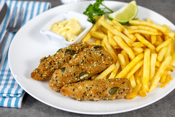 assiette de fish and chips sur une table