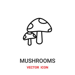 mushroom icon vector symbol. mushroom symbol icon vector for your design. Modern outline icon for your website and mobile app design.
