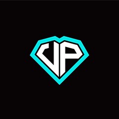 U P initial letter with unique diamond style logo template vector