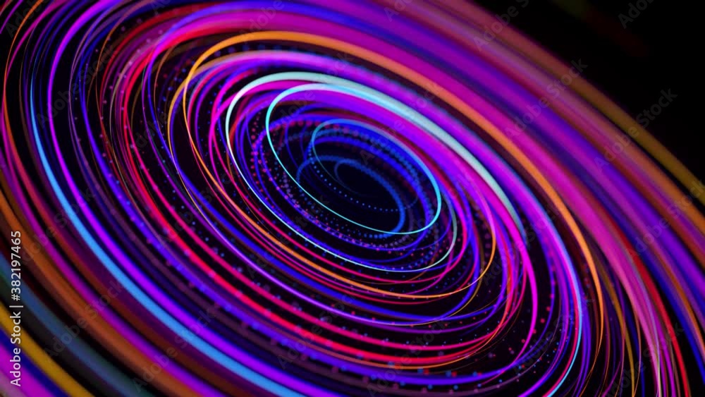 Poster light flow form ring structure. light effect as abstract looped background with light trails, stream