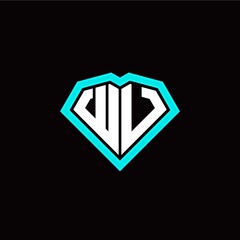 W U initial letter with unique diamond style logo template vector