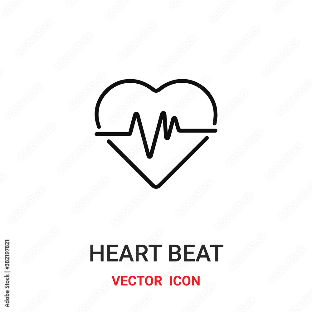 Poster heart beat icon vector symbol. heart beat symbol icon vector for your design. modern outline icon fo
