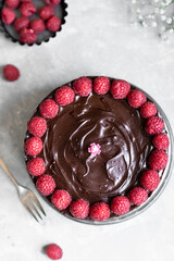 Birthday cake with raspberry and chocolate 