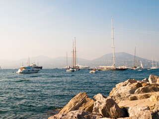 Fototapeta na wymiar Yachts and sailing boats in Saint-Tropez, French Riviera, Côte d'Azur, France