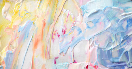 Abstract acrylic and watercolor smear blot painting. Color texture horizontal background.