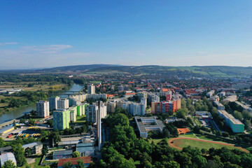 Obraz premium Aerial view of the town of Hlohovec in Slovakia