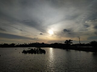 sunset over the river