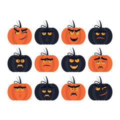 Halloween pumpkins, spooky jack o lantern collection