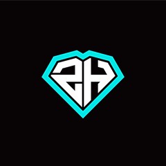 Z H initial letter with unique diamond style logo template vector