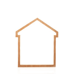 wooden house frame on white background