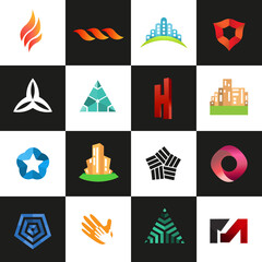 Abstract logo set. Creative, digital abstract colorful icons. Vector templates