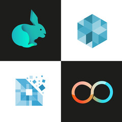 Abstract logo set. Creative, digital abstract colorful icons