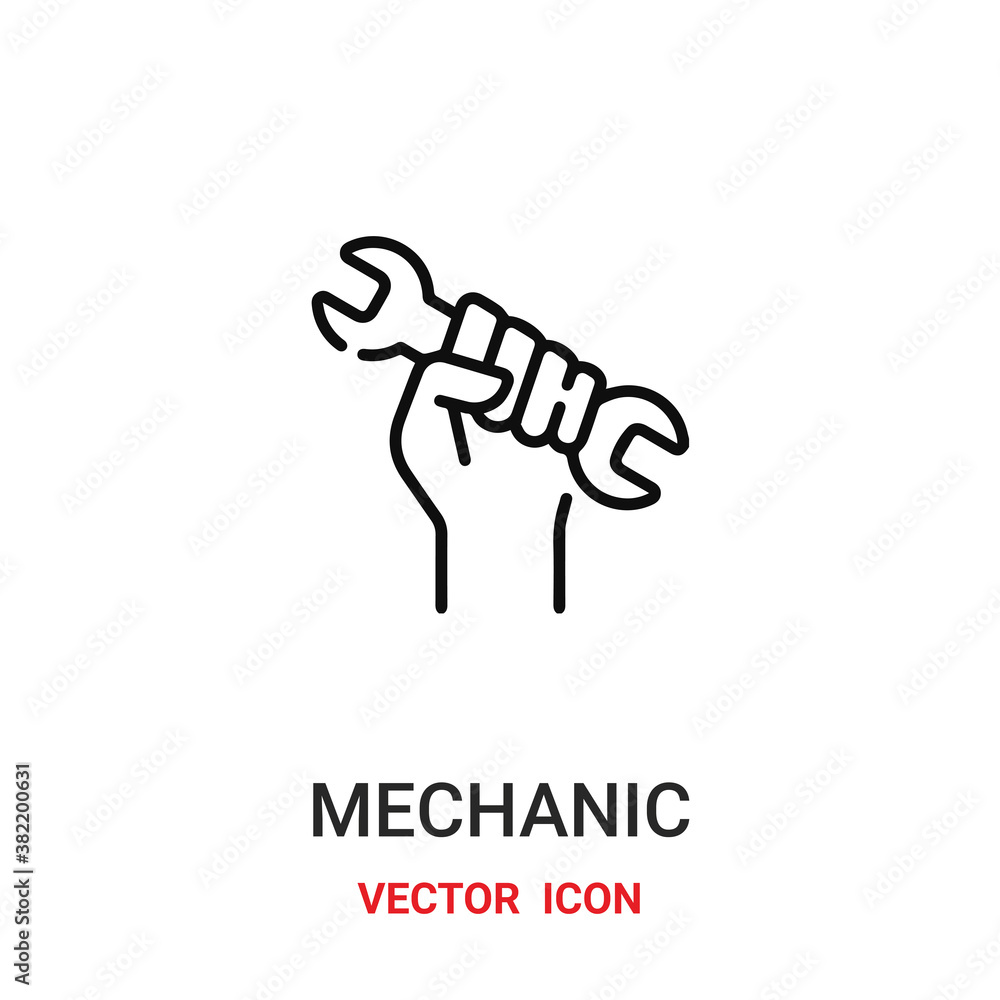 Poster mechanic icon vector symbol. mechanic symbol icon vector for your design. Modern outline icon for your website and mobile app design.