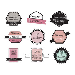Collection of vintage retro grunge labels, badges and icons. Vector illustration