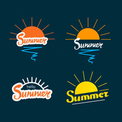 Set of summer various typography. Labels, logos, hand drawn tags and elements set for summer. Brush lettering composition